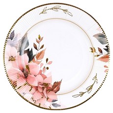 粉紅花卉派對一次性紙盤 26.5cm, 1入, 30個