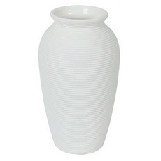 橫條紋/低調奢華 底窄寬口款 陶瓷花瓶, 白色