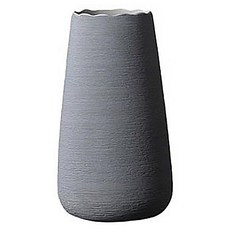 現代斜身瓶波浪 收口陶瓷拉絲花瓶, 灰色