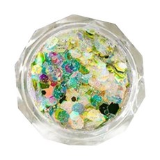 Beauty Flow 夏日夢境綜合亮粉系列美甲亮片, 極光青檸, 3個