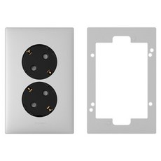 Legrand 羅格朗 Apella 銀色 Simple 2孔嵌入式插座 45度 Pin型 + 輔助座 套組, 1套