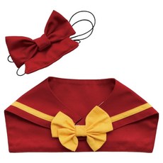 ZAZAZOO 海軍領巾 + 蝴蝶結 + 寵物髮帶, 甜心紅 + 黃色, 1組