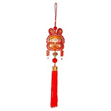 MODACore 摩達客 福兔虎爺迎春彩金立體精緻流蘇吊飾掛飾, 紅色