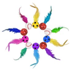 PETSMON 貓咪羽毛彈力球玩具10件組, 1套, 混色