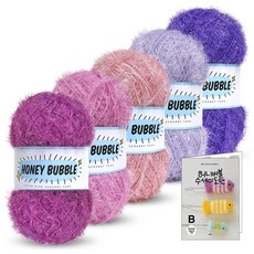 Knitt 蜂蜜泡泡菜瓜布毛線 90g x 5p + 9種菜瓜布圖案組, 07 紫色 B系列, 1套