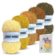 Knitt 蜂蜜泡泡菜瓜布毛線 90g x 5p + 9種菜瓜布圖案組, 06 棕色 B系列, 1套