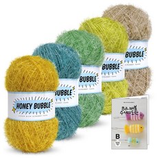 Knitt 蜂蜜泡泡菜瓜布毛線 90g x 5p + 9種菜瓜布圖案組, 05 自然色 B系列, 1套