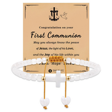 리빙포켓 여성용 십자가 묵주 크리스털 크로스 팔찌, 화이트, 1개