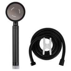 HOMEDAUM TheSSEN鋁合金渦輪增壓H6蓮蓬頭+淋浴軟管2m+扳手組, 黑色, 1套