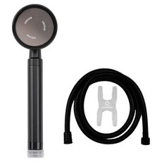 HOMEDAUM The Ssen 更強 鋁製渦輪增壓蓮蓬頭 H6 + 淋浴軟管 1.5m + 扳手組合, 黑色, 1套