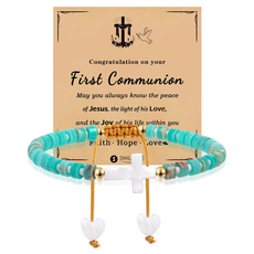 리빙포켓 여성용 십자가 묵주 팔찌, 민트, 1개