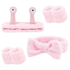 Nalli Sisters 可愛蝸牛蝴蝶結洗臉髮帶 4件組, 1套, 粉紅色