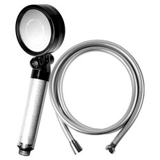 DAELIM BATH D-Clean 開關式過濾蓮蓬頭 + 2m 淋浴軟管組, 1套, 黑色(蓮蓬頭), 灰色(軟管)