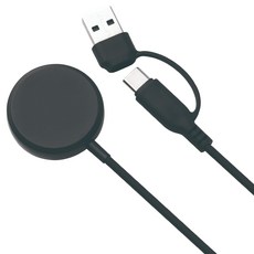 지파워 갤럭시 워치 충전기 USB-A/C 겸용 1m, 블랙, 1개