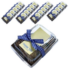 Tinapicnic 迷你牛皮紙免洗容器 + 粉彩黃貼紙 + 藍色緞帶套組, 20套, 便當容器 20p + 貼紙 20p + 緞帶 20p