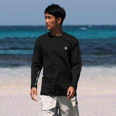 볼컴 남성용 슬리브 포인트 래시가드 티셔츠 VA252RG105, Black