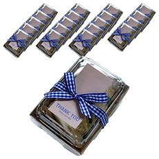 Tinapicnic 迷你牛皮紙一次性容器 + 米色貼紙 + 藍色緞帶組合, 20套, 便當容器 20p + 貼紙 20p + 緞帶 20p