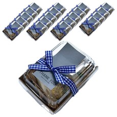 Tinapicnic 迷你牛皮免洗容器 + 灰色貼紙 + 藍色緞帶套組, 20套, 便當容器 20入 + 貼紙 20入 + 緞帶 20入