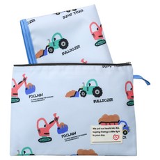 semoms 雙面防水野餐墊 + 收納袋組合 單人用, 工程車好朋友