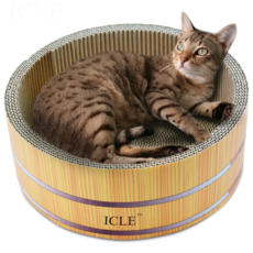 中國 ICLE 木桶貓窩貓抓板, 1個, 原木色