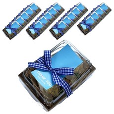 Tinapicnic 迷你牛皮免洗容器 + 粉彩天藍色貼紙 + 藍色緞帶組合, 20套, 餐盒 20入 + 貼紙 20入 + 緞帶 20入