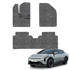 Autoguard 棋盤格寬版汽車線圈腳踏墊 擴展型 1+2排套組, 灰色, 起亞 EV4 2025年 3月~