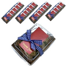 Tinapicnic 迷你牛皮紙一次性容器 + 亮紅貼紙 + 藍色緞帶組合, 20套, 便當容器 20入 + 貼紙 20入 + 緞帶 20入