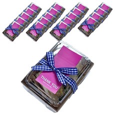 Tinapicnic 迷你牛皮紙一次性容器 + 深粉紅色貼紙 + 藍色緞帶套組, 20套, 便當盒 20入 + 貼紙 20入 + 緞帶 20入