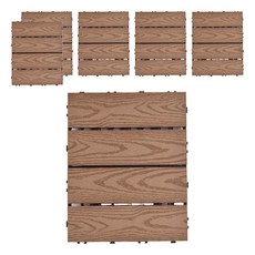 Meric Garden 環保防水防腐拼接塑木地板, 直條木紋柚木色, 6個