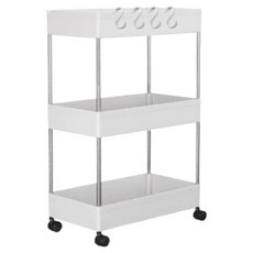 Jenyhome 可移動式縫隙收納櫃 3層, 白色