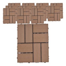 Meric Garden 環保防水防腐拼接塑木地板, 四格拼接柚木, 12個