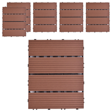 Meric Garden 環保防水防腐拼接塑木地板, 直條茶色, 6個