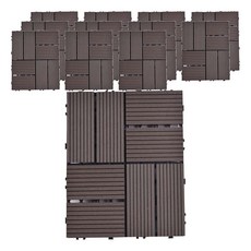 Meric Garden 環保防水防腐拼接塑木地板, 四格拼接咖啡色, 12個