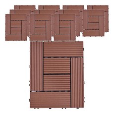 Meric Garden 環保防水防腐拼接塑木地板, L型直條紅木色, 12個