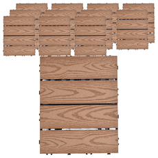 Meric Garden 環保防水防腐拼接塑木地板, 直條木紋柚木色, 12個