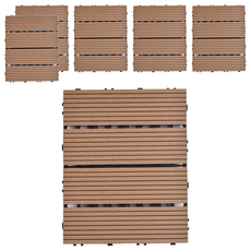 Meric Garden 環保防水防腐拼接塑木地板, 直條柚木色, 6個