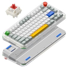 누피 로우 하이 듀얼 프로파일 커스텀 기계식 유무선 텐키리스 키보드 맥스, KICK75, 레트로 그레이, 적축