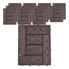 Meric Garden 環保防水防腐拼接塑木地板, L型木紋咖啡色, 12個