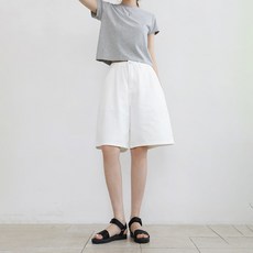 andstyle 男女通用開衩斜紋棉百慕達短褲 264660