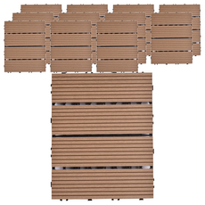 Meric Garden 環保防水防腐拼接塑木地板, 直條柚木色, 12個