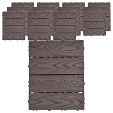 Meric Garden 環保防水防腐拼接塑木地板, 直條木紋咖啡色, 12個