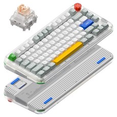 누피 로우 하이 듀얼 프로파일 커스텀 기계식 유무선 텐키리스 키보드 맥스, KICK75, 레트로 그레이, 저소음 블러시축