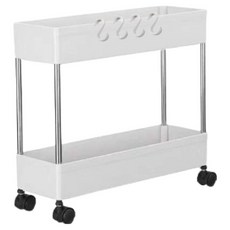 Jenihom移動式縫隙置物架收納櫃 2層, 白色