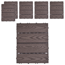 Meric Garden 環保防水防腐拼接塑木地板, 直條木紋咖啡色, 6個