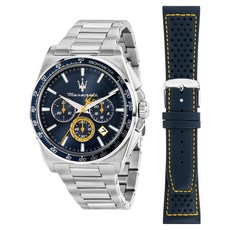 maserati 男士 VELOCITA 錶盤計時碼錶金屬皮革錶帶腕錶 41mm R8873652001