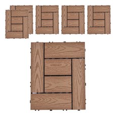 Meric Garden 環保防水防腐拼接塑木地板, L型木紋柚木色, 6個