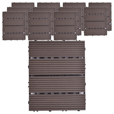 Meric Garden 環保防水防腐拼接塑木地板, 直條咖啡色, 12個