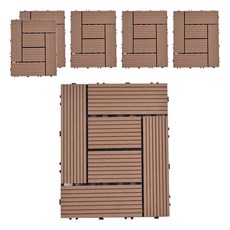 Meric Garden 環保防水防腐拼接塑木地板, L型直條柚木色, 6個