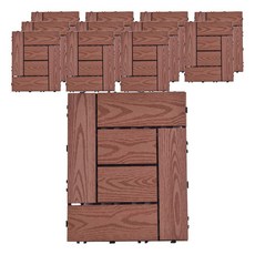 Meric Garden 環保防水防腐拼接塑木地板, L型木紋紅木色, 12個