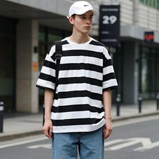 엠씨티 문컬렉션 편안한 큰스트라이프 반팔 티셔츠